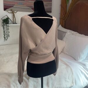 Elegant Tan Wrap Sweater Guess